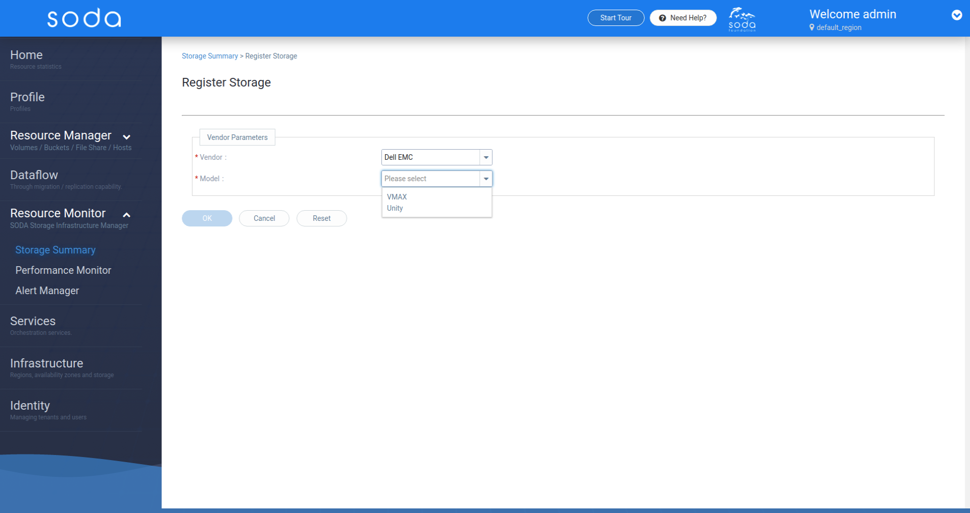 Select vendor and model